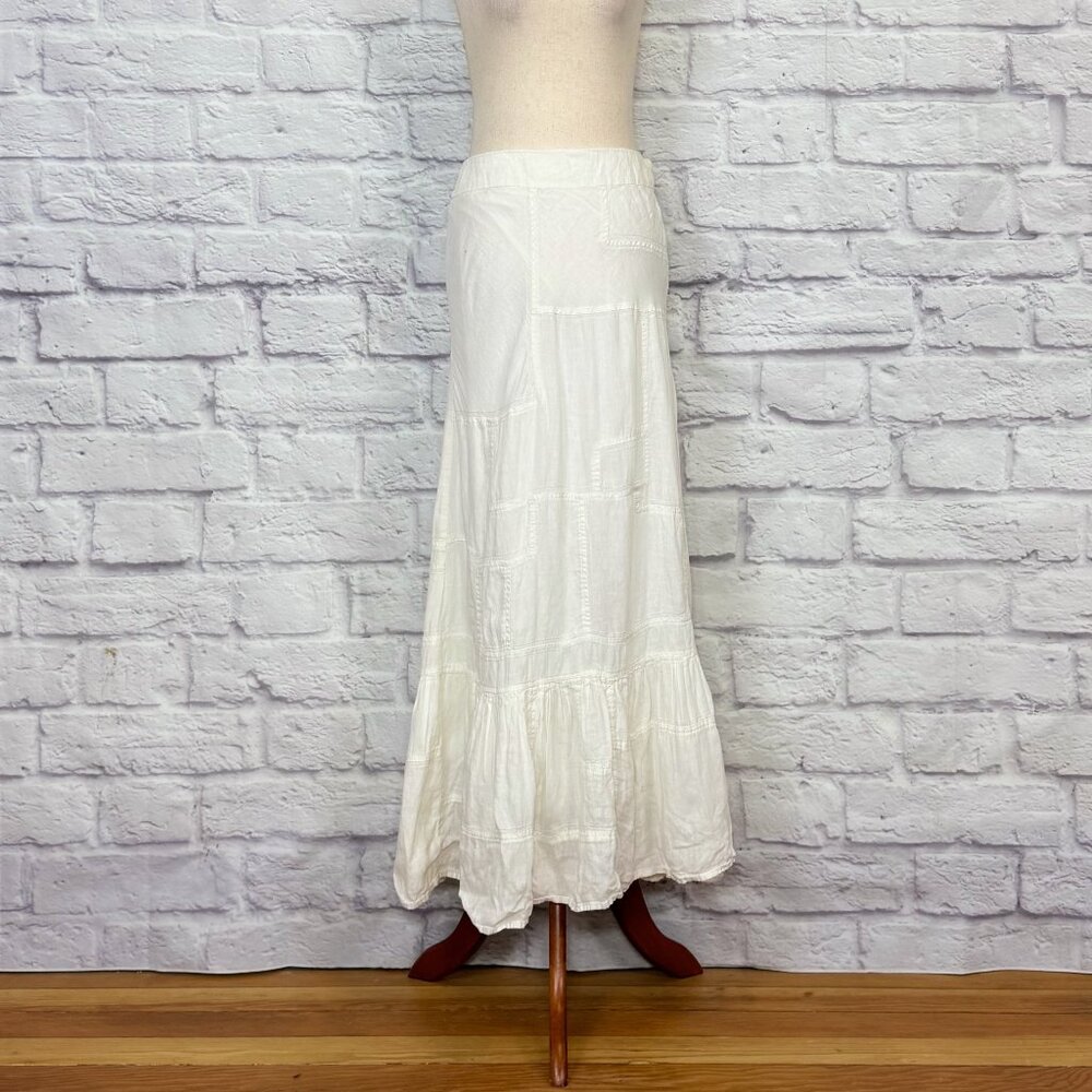 Boho 70s cotton tiered maxi skirt